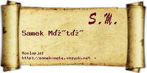 Samek Máté névjegykártya